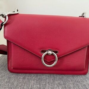 Rebecca Minkoff Red Leather Ring-Detail Crossbody